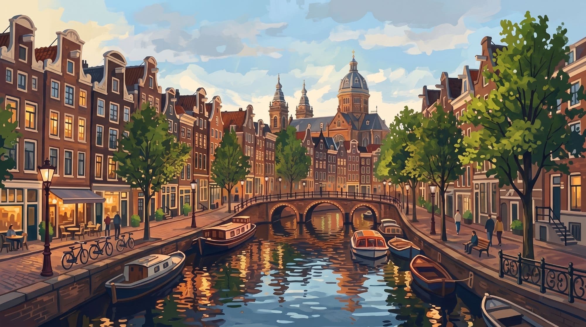 Ilustrace města, kde se mluví jazykem nizozemština