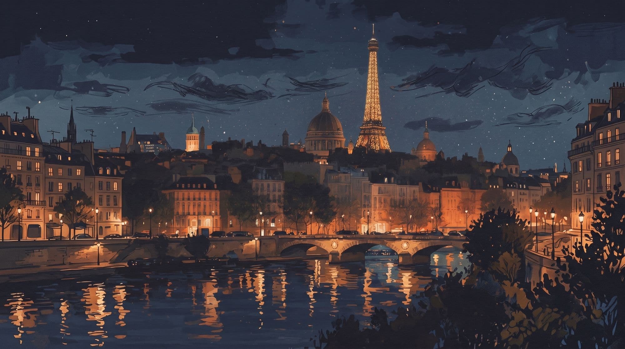 Ilustrace města, kde se mluví jazykem francouzština