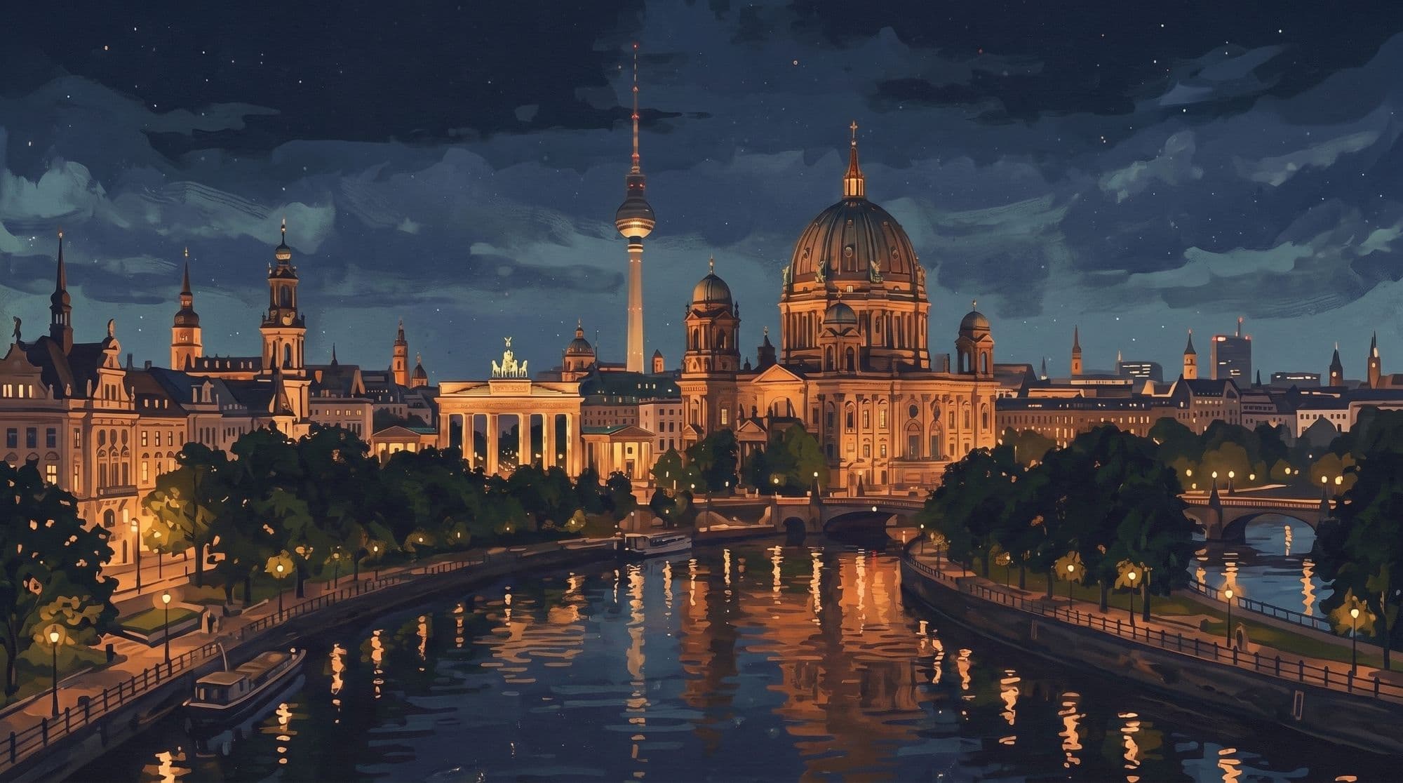 Ilustrace města, kde se mluví jazykem němčina